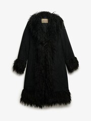 Superdry Black Long Afghan Coat - Image 6 of 7