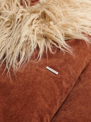 Superdry Chestnut Brown Long Afghan Coat - Image 8 of 8