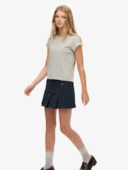 Superdry Navy Pinstripe Pleat Mini Skirt - Image 3 of 7