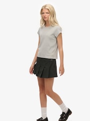 Superdry Charcoal Grey Pinstripe Pleat Mini Skirt - Image 4 of 7