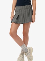 Superdry Grey Pinstripe Pleat Mini Skirt - Image 3 of 7