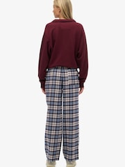 Superdry Blue Red Check Cotton Check Elastic Trousers - Image 2 of 8