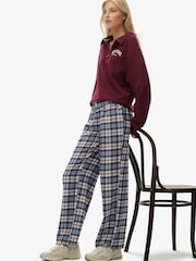 Superdry Blue Red Check Cotton Check Elastic Trousers - Image 4 of 8