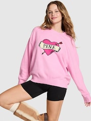 Victoria's Secret Pink Pink Heart Print Oversized Sweatshirt - Image 1 of 3