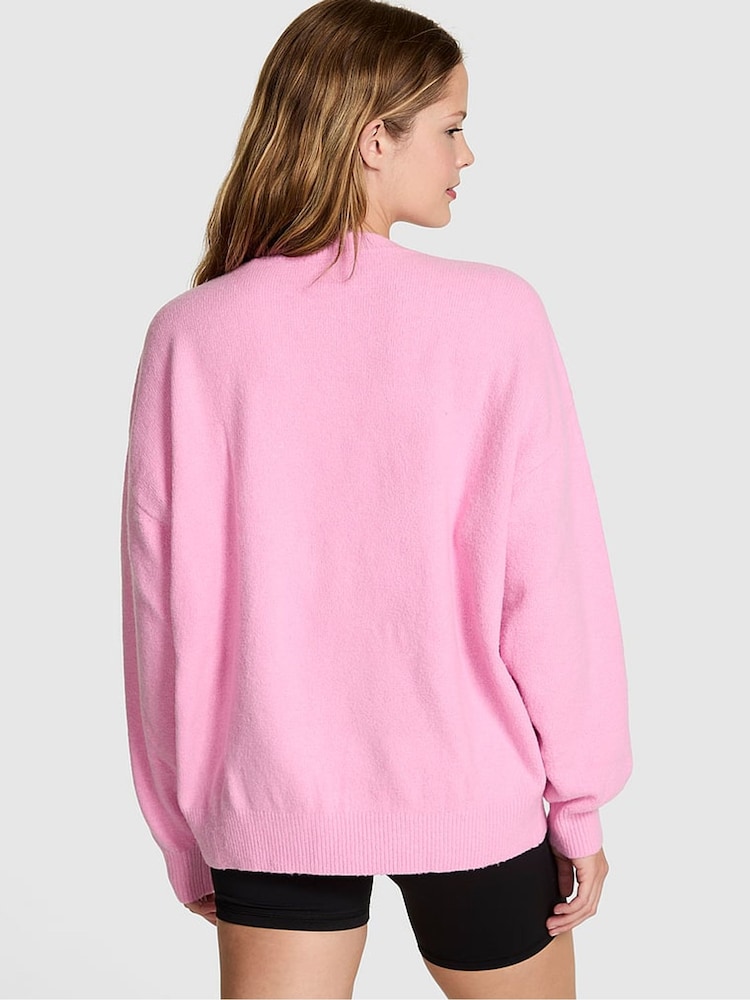 Victoria's Secret Pink Pink Heart Print Oversized Sweatshirt - Image 2 of 3 Victoria's Secret Pink Pink Heart Print Oversized Sweatshirt - Image 2 of 3