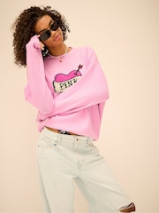 Victoria's Secret Pink Pink Heart Print Oversized Sweatshirt - Image 3 of 3