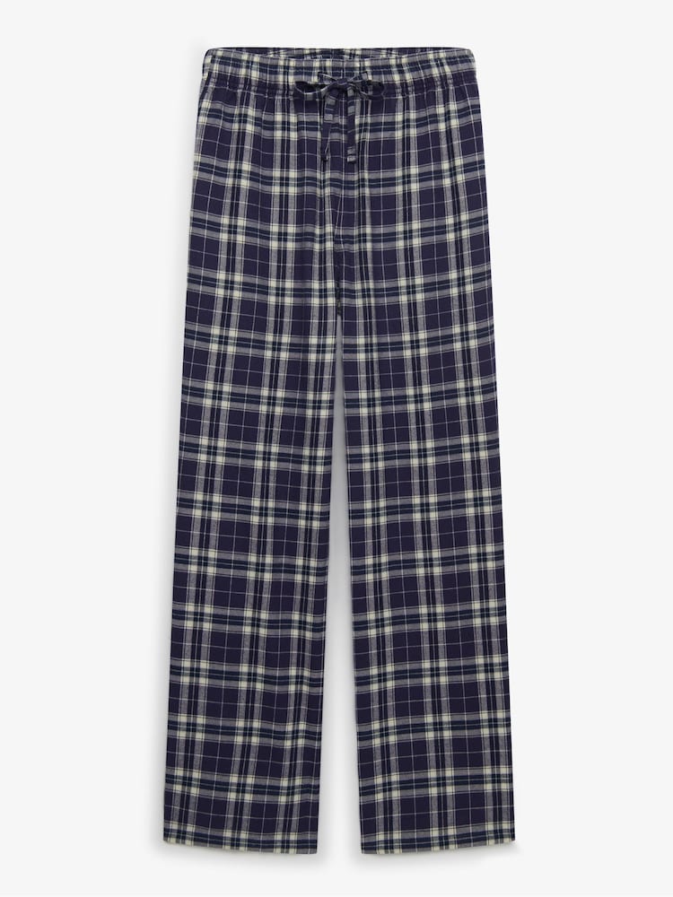 Superdry Navy Cotton Check Elastic Trousers - Image 6 of 6 Superdry Navy Cotton Check Elastic Trousers - Image 6 of 6