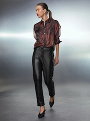 Czarny - Faux Leather Skinny Fit Trousers - Obraz 1 z 7