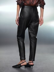 Czarny - Faux Leather Skinny Fit Trousers - Obraz 3 z 7