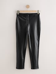 Czarny - Faux Leather Skinny Fit Trousers - Obraz 5 z 7