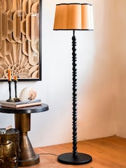 Rockett St George Black Wooden Spindle Floor Lamp - Image 1 of 3