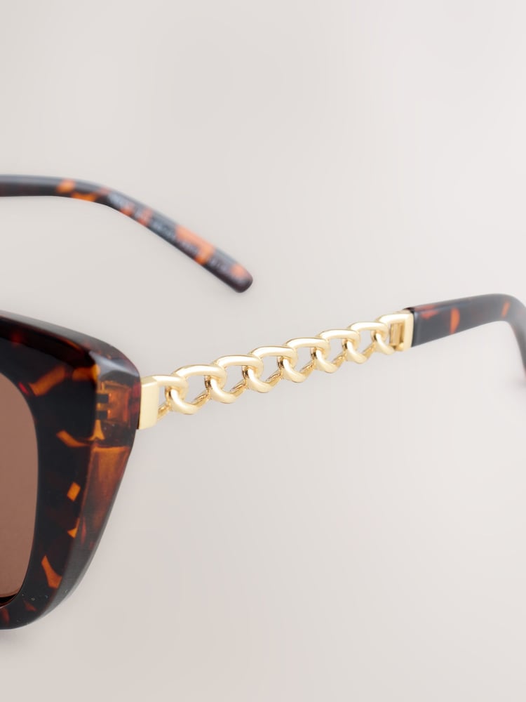 Tortoiseshell Brown Chain Arm Sunglasses - Image 3 of 3 Tortoiseshell Brown Chain Arm Sunglasses - Image 3 of 3