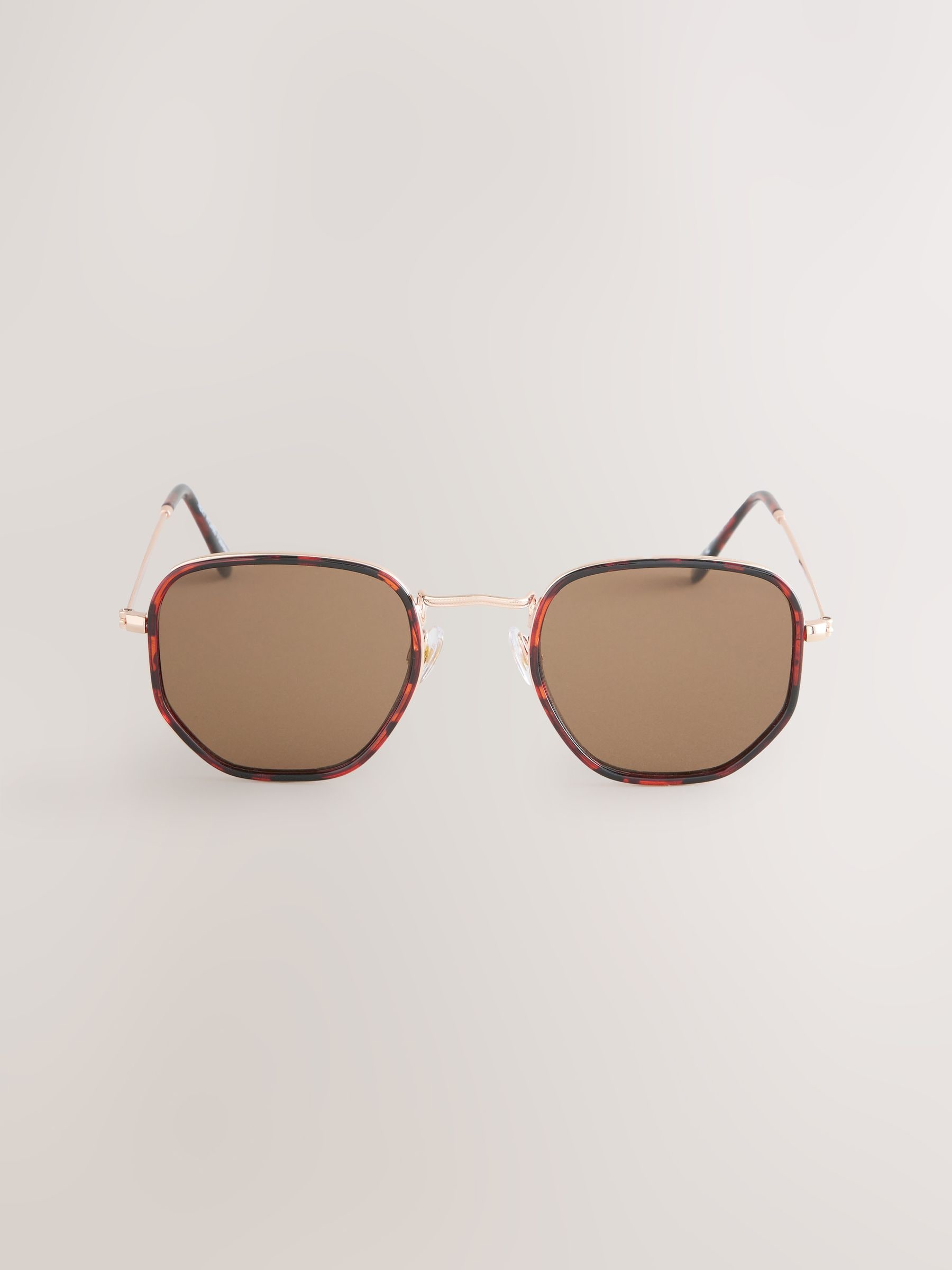 Buy Tortoiseshell Brown Round Metal Sunglasses from Next Romania