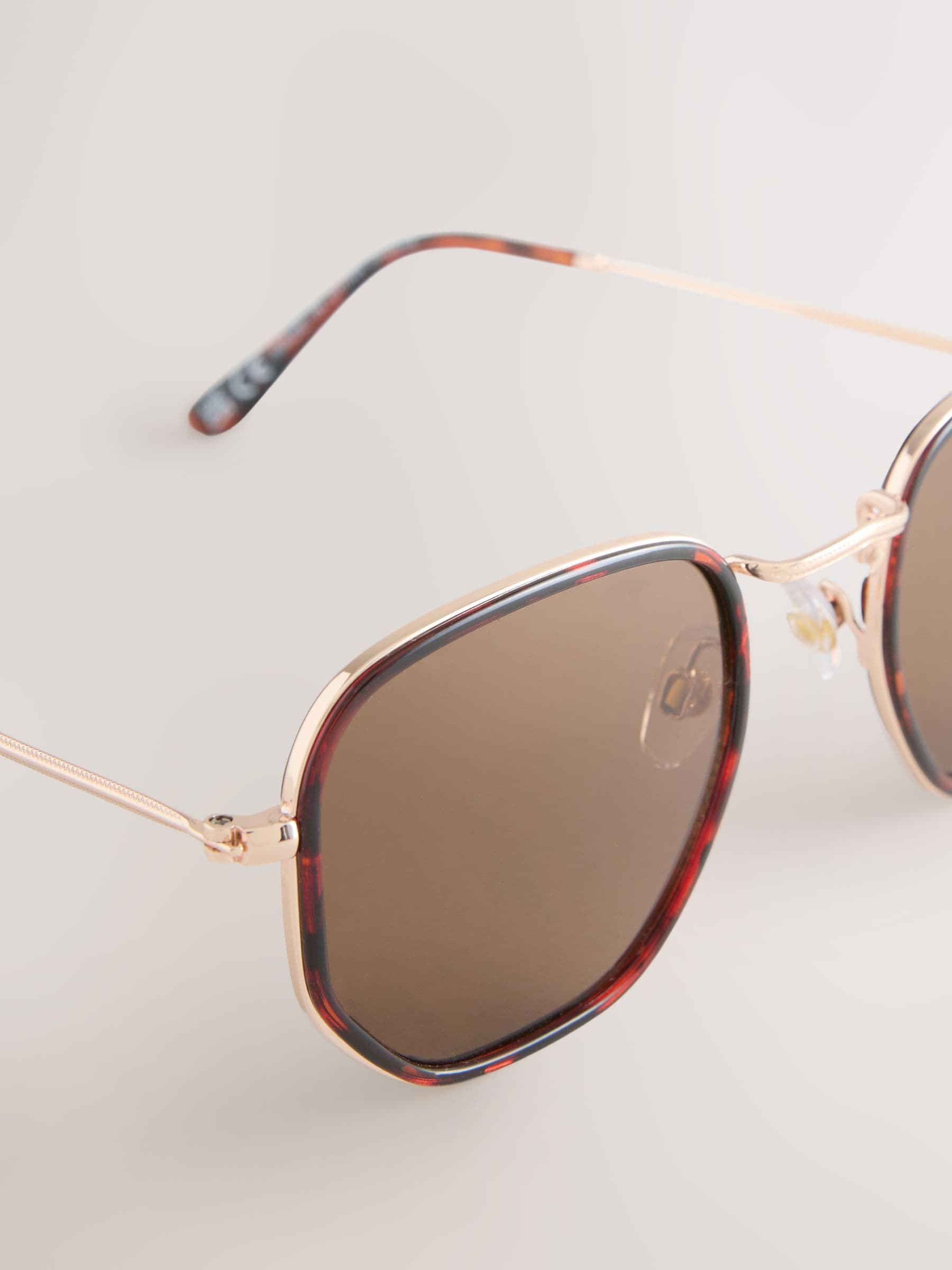 Buy Tortoiseshell Brown Round Metal Sunglasses from Next Romania