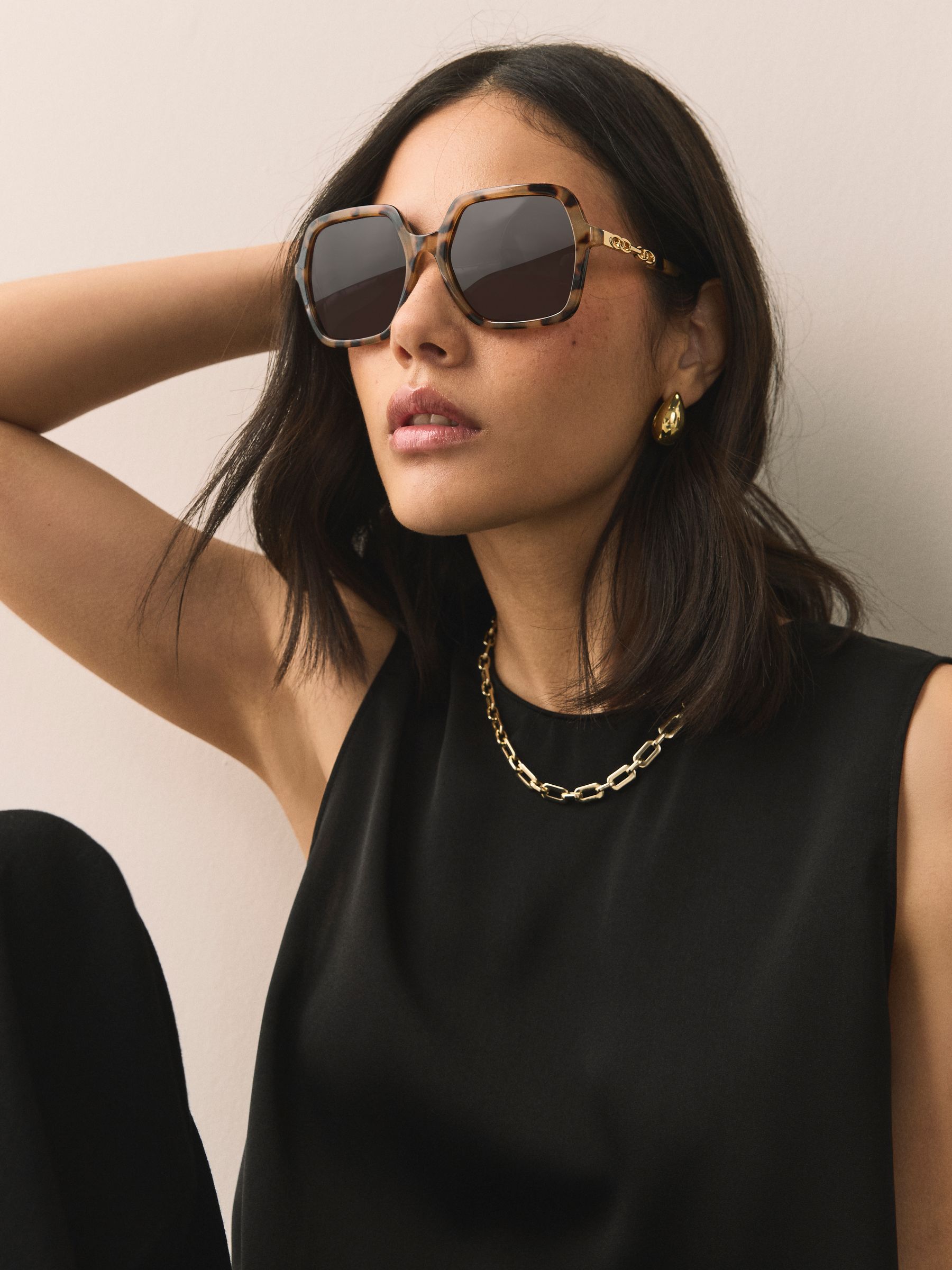 Buy Tortoiseshell Brown Square Chain Arm Sunglasses from Next Romania