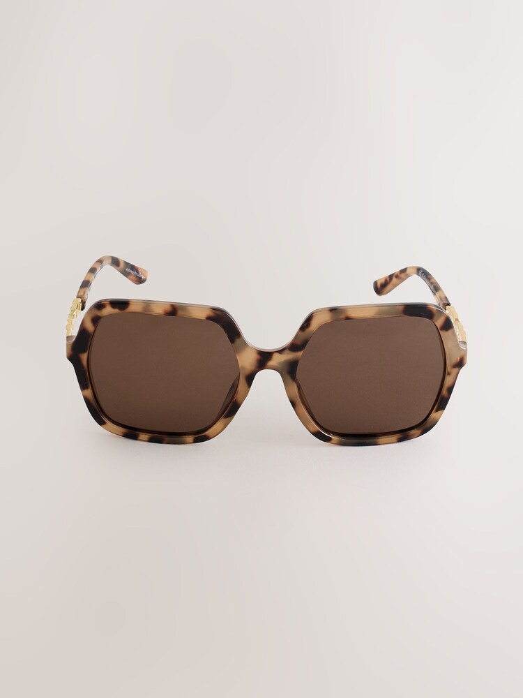 بني شكل صدفة السلحفاة - Square Chain Arm Sunglasses - صورة 2 من 3 بني شكل صدفة السلحفاة - Square Chain Arm Sunglasses - صورة 2 من 3