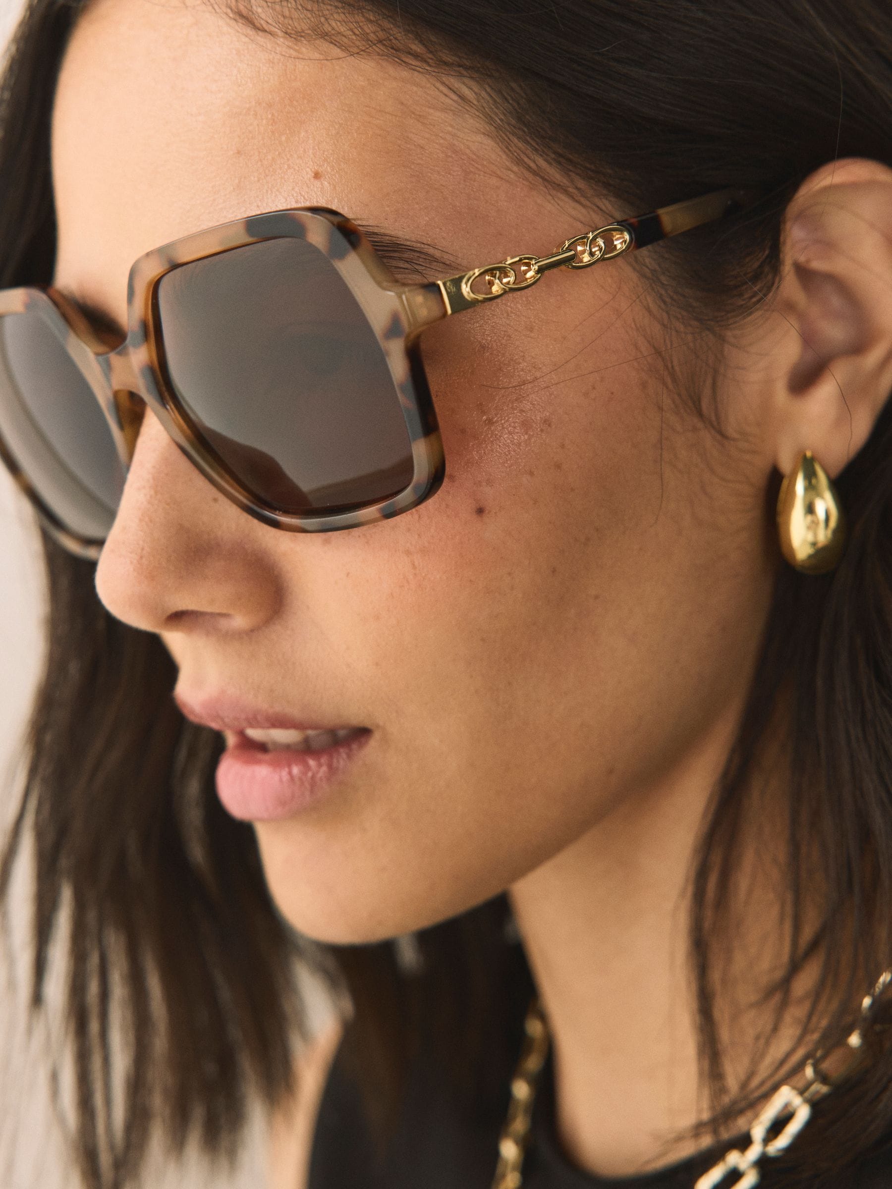 Buy Tortoiseshell Brown Square Chain Arm Sunglasses from Next Romania