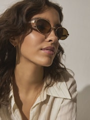 Gold (Metal) Oval Sunglasses - Image 1 of 5