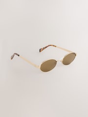 Gold (Metal) Oval Sunglasses - Image 3 of 5