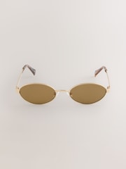 Gold (Metal) Oval Sunglasses - Image 5 of 5