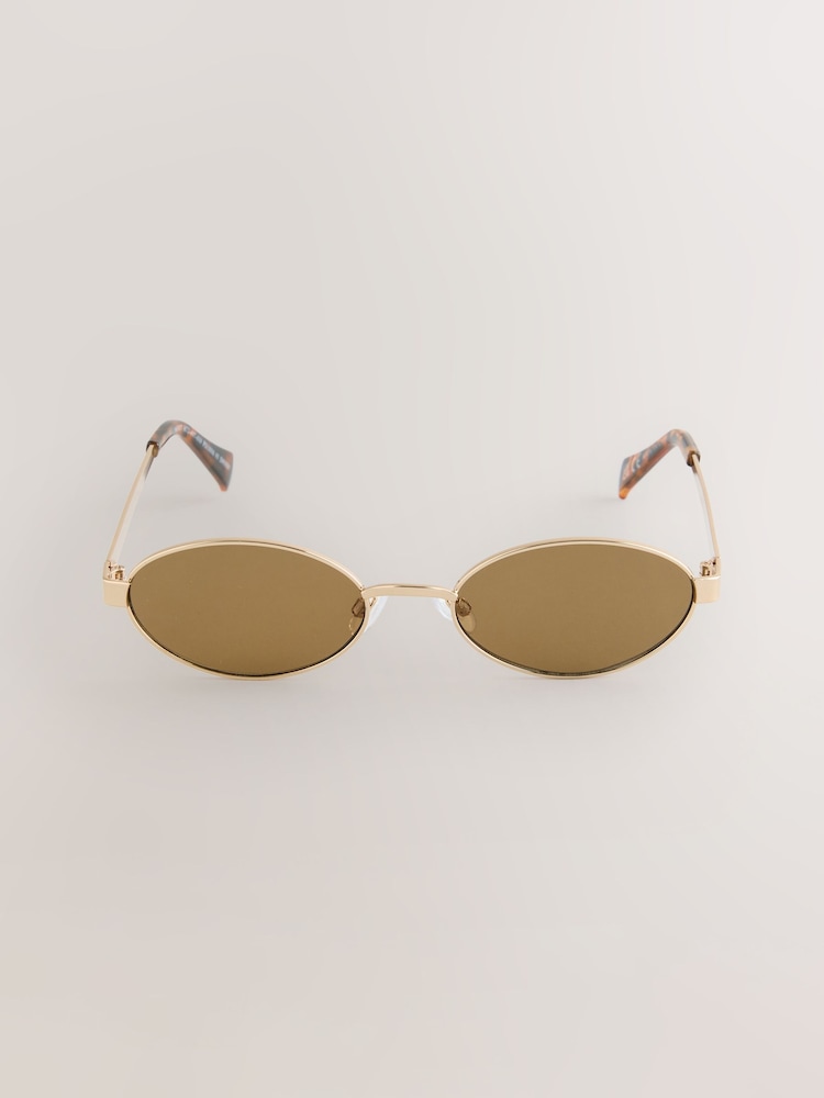 Gold (Metal) Oval Sunglasses - Image 5 of 5