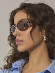 Tortoiseshell Brown Oval Sunglasses - Image 1 of 5