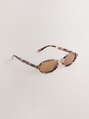 Tortoiseshell Brown Oval Sunglasses - Image 3 of 5