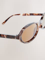 Tortoiseshell Brown Oval Sunglasses - Image 5 of 5