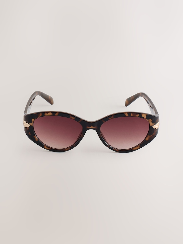 Tortoiseshell Brown Oval Sunglasses - Image 2 of 3 Tortoiseshell Brown Oval Sunglasses - Image 2 of 3