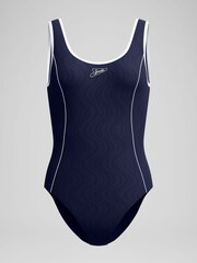 Speedo Blue Texture Bound Scoop One Piece - Image 6 of 6