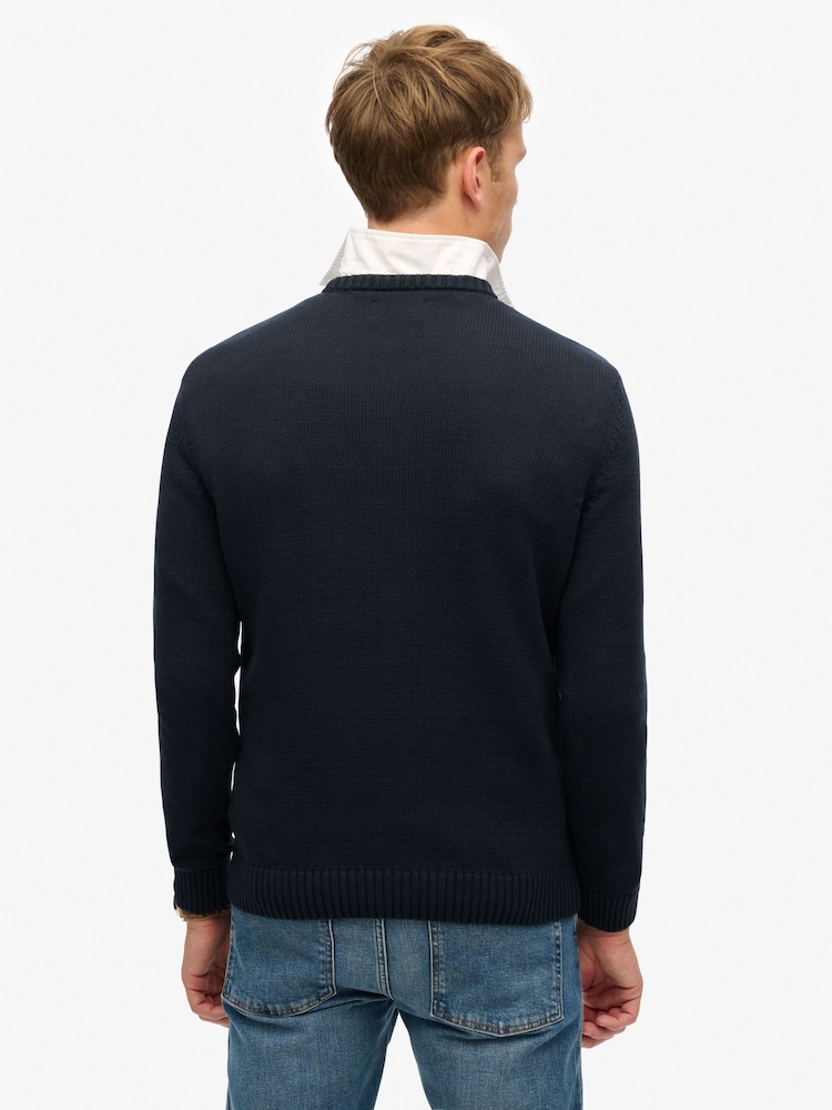 Superdry Blue Cotton Classics Knit Crew Sweatshirt - Image 2 of 4