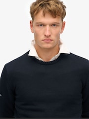 Superdry Blue Cotton Classics Knit Crew Sweatshirt - Image 4 of 4