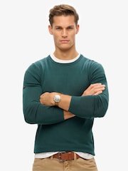 Superdry Green Essentials Lightweight Knit Crew Sweatshirt - Image 1 of 6