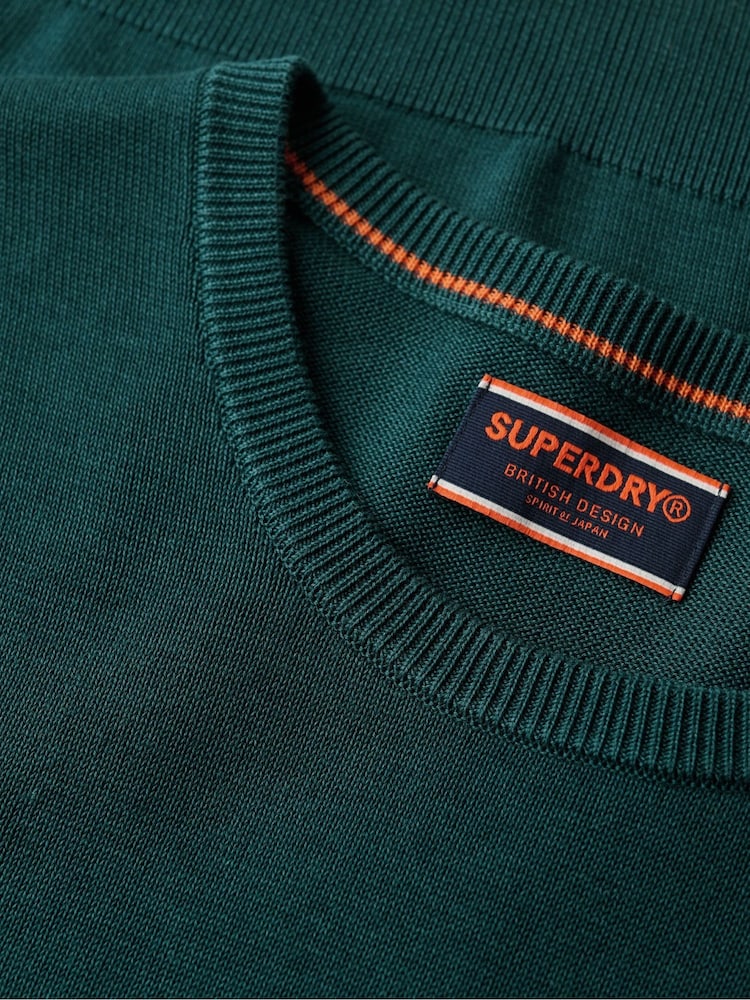 Superdry Green Essentials Lightweight Knit Crew Sweatshirt - Image 6 of 6