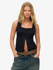 Superdry Black Ibiza Sleeveless Tank top - Image 1 of 5