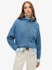 Superdry Blue Essential Logo Zip Hoodie - Image 1 of 6