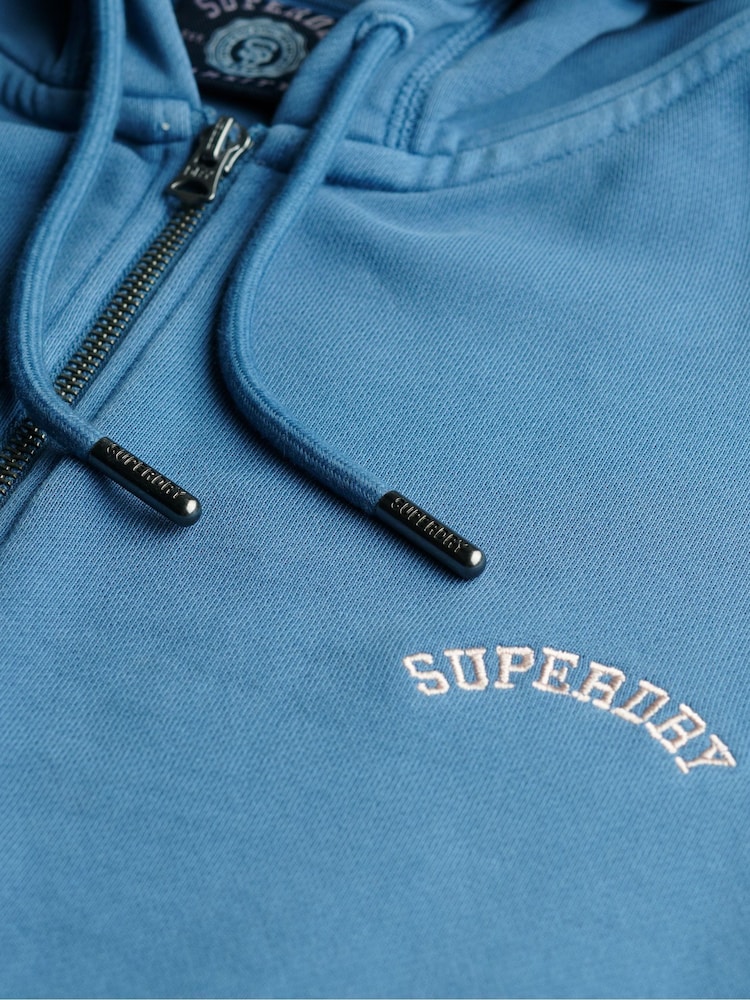 Superdry Blue Essential Logo Zip Hoodie - Image 6 of 6