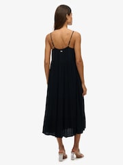 Superdry Black Half Button Tiered Midi Dress - Image 2 of 7