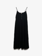 Superdry Black Half Button Tiered Midi Dress - Image 6 of 7