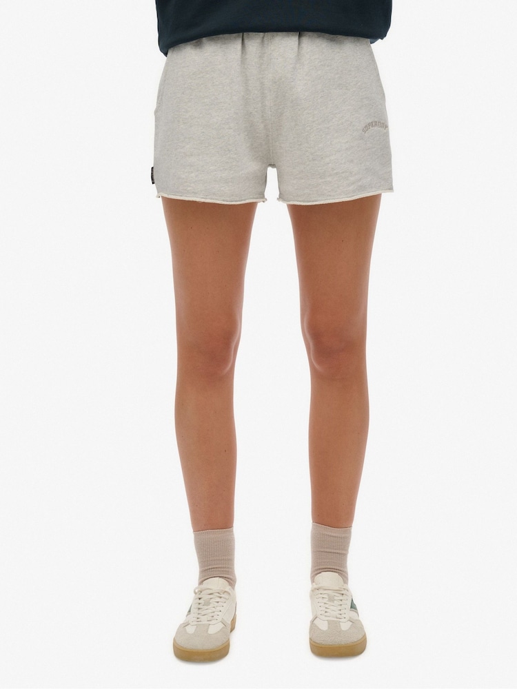 Superdry Grey Essential Logo Garment Dye Shorts - Image 1 of 7