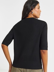 Simply Be Black Short Sleeve Boxy Cardigan - Image 2 of 4