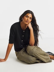 Simply Be Black Short Sleeve Boxy Cardigan - Image 3 of 4