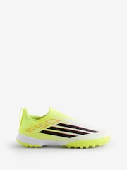 adidas Yellow F50 League Laceless Turf Football Kids Trainers - Image 1 of 1