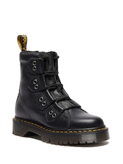 Dr. Martens Black 1460 Bex Ltt Milled Nappa Boots - Image 1 of 4