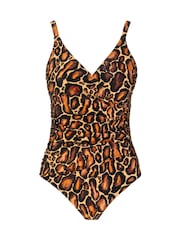 Seaspray Serengeti Mock Wrap In Animal Print Brown Swimsuit - Image 4 of 4
