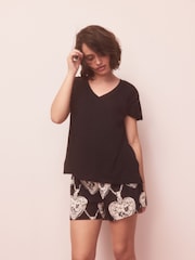 Black/White Heart Short Pyjamas Set - Image 1 of 4