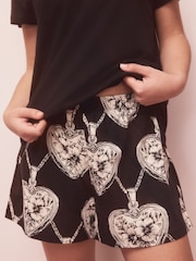Black/White Heart Short Pyjamas Set - Image 4 of 4