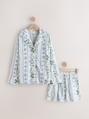 Cream Floral Button Through Short Pyjamas Set - Image 1 of 3