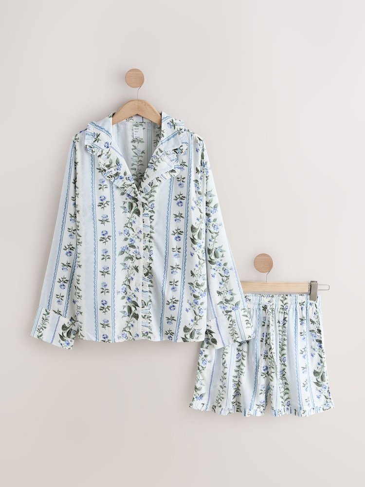 Cream Floral Button Through Short Pyjamas Set - Image 1 of 3