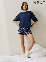 Navy Spot Cotton Short Set Pyjamas - Image 4 of 9